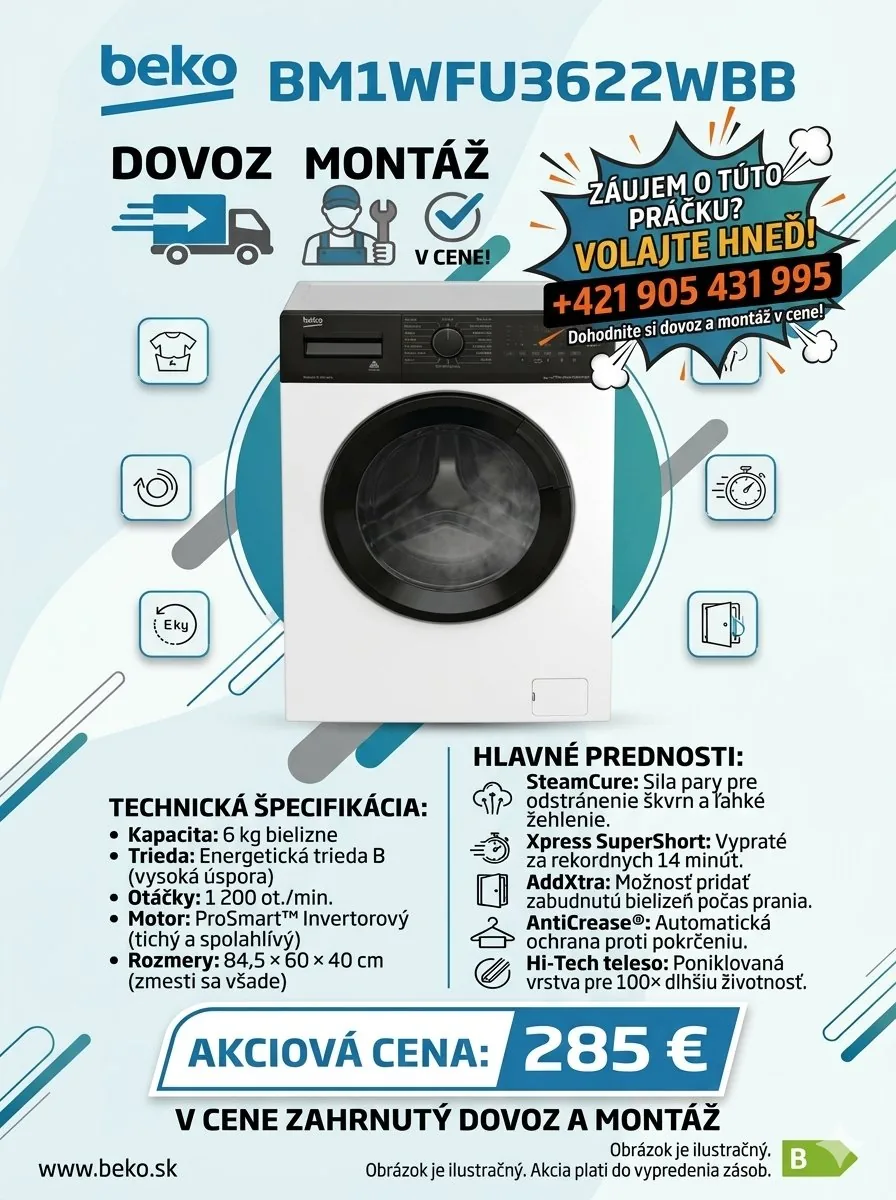 BEKO práčka predným plnením